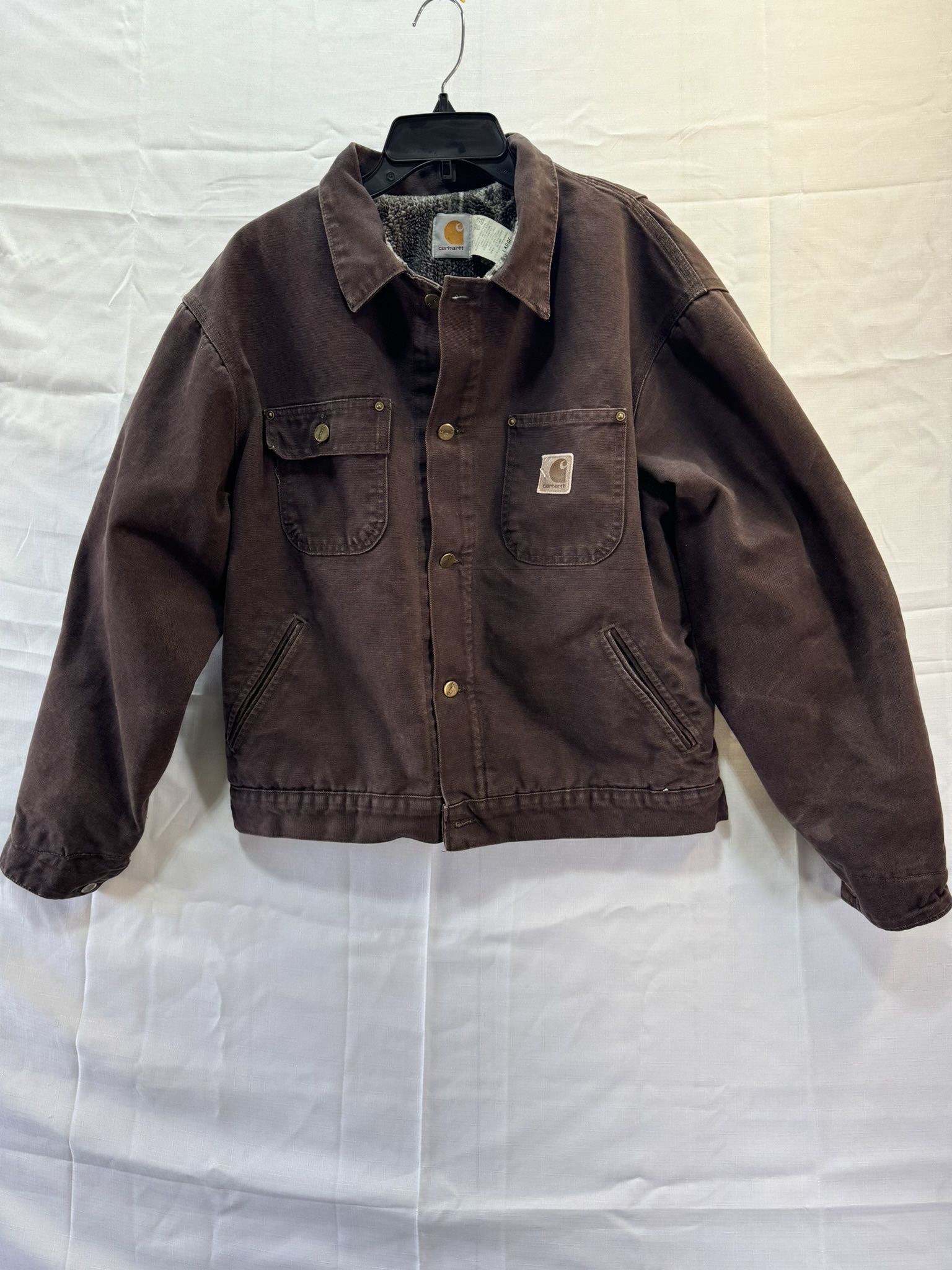 Vintage Carhartt Aztec Lined Detroit Jacket 90s JP1073 Boxy Rare Sherpa USA SZ L