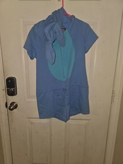 Blue Hooded Short Sleeve Romper