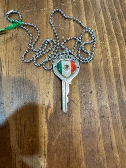 Mexico Flag Key Pendant  Necklace