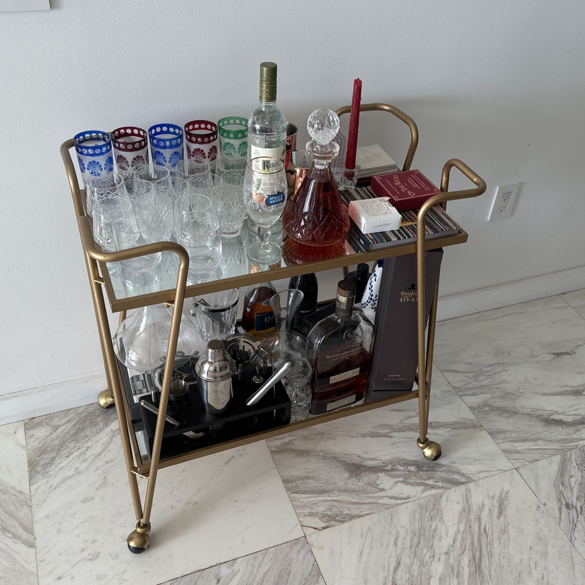 Gold Bar Cart With Wheels