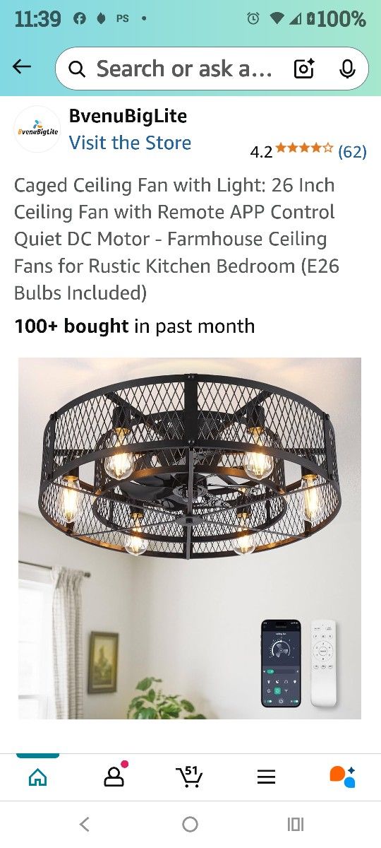 26" & 20" Ceiling Fan W/ Light & Remote Brand New