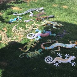 yard decor lizards, geckos,about  10-11…$30