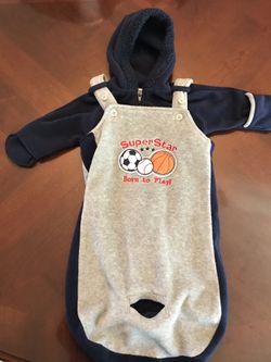 0-3 months fleece hooded onesie