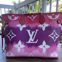 Unbranded Large Tote Bag – Pink/Purple Gradient – with Matching Pouch