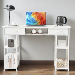 Desk with storage shelves