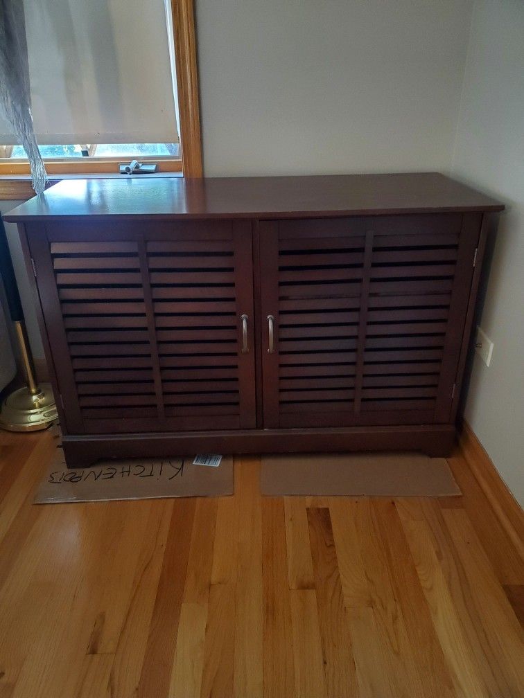 Threshold Mahogany Brown Tv Stand Storage