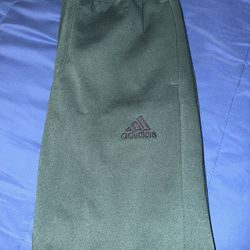 ADIDAS Tapered Zip Leg Size M Green / Embroidered Logo Men's Fleece Sweat Pants
