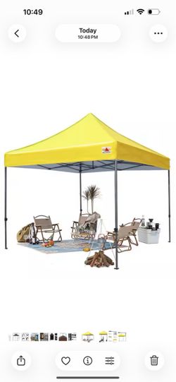 10 ft. x 10 ft. Yellow Commercial Instant Shade Metal Pop Up Canopy Tent Shelter