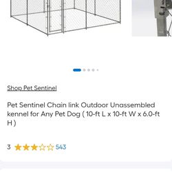Pet Sentinel Dog Kennel 6x10x10 or 6x5x15