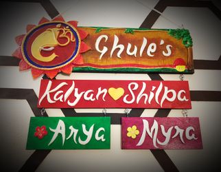 Wooden terracotta clay house name plate custom made on order