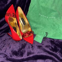 Jessica Rich Red Open Toe Pump