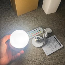 1 Rechargeable Battery Night Light Bulb: 3000mAh LED Bulb with Remote Control for Lamp, Wireless E26 USB Puck Light 400LM with Timer, 3 Color Temperat