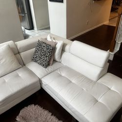 White Leather  Sectional 