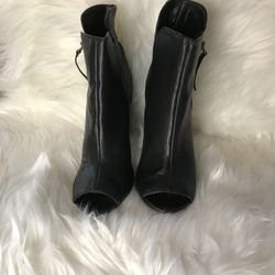 Black leather Peep Toe Bootie Size 8 1/2