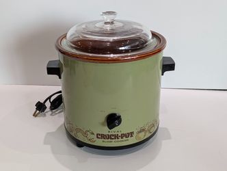 Vintage Rival Crock-Pot Slow Cooker Avocado Green Glass Lid Retro Kitchen 1970s