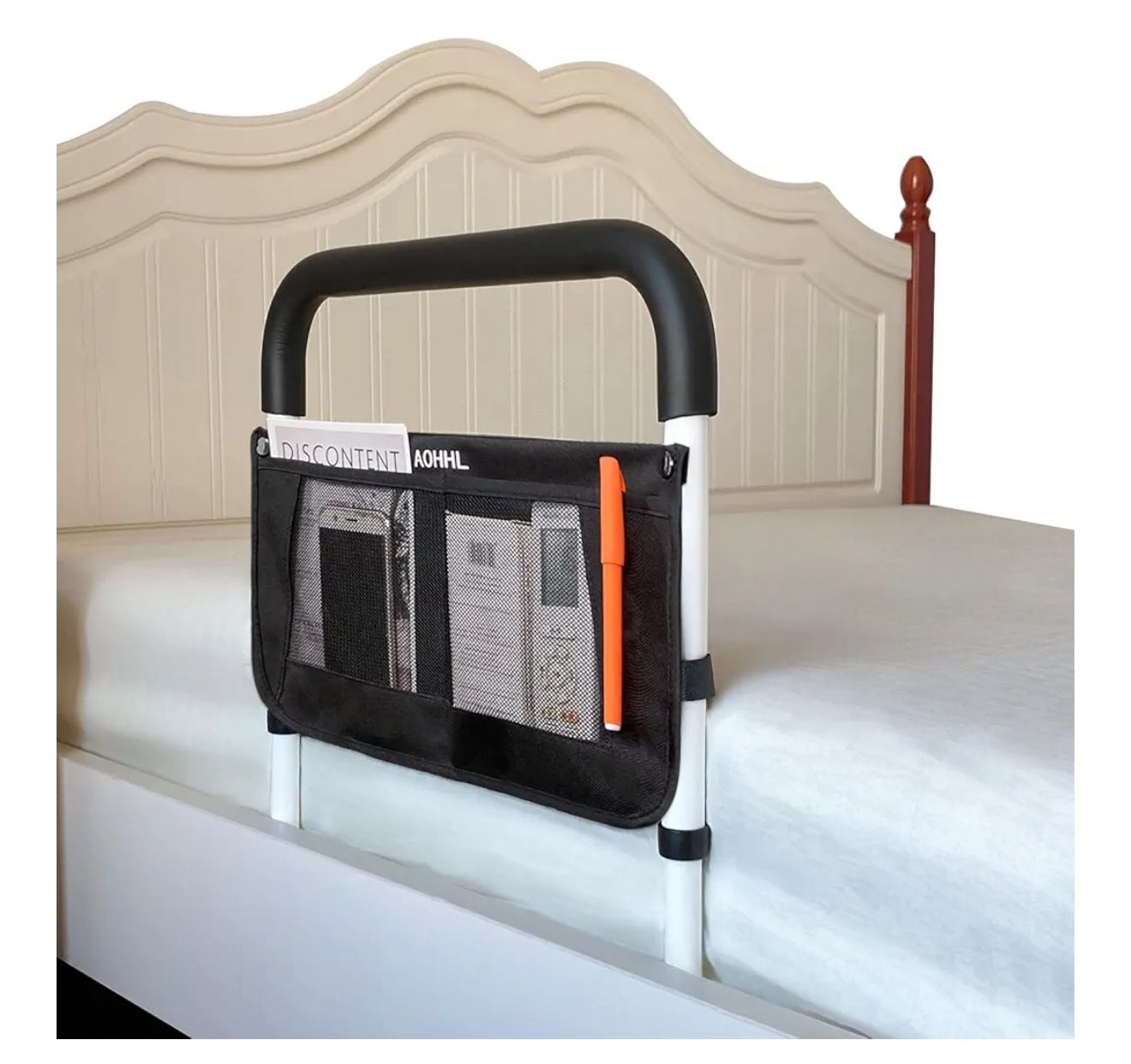 Bed Rails for Elderly Adults Safety with Adjustable Heights Storage Pocket Assist Support Side Railings Seniors Slides Under Mattressbed Cane Guard Be