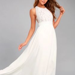 Forever and Always White Lace Maxi Dress Lulus
