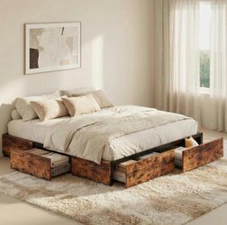 Queen Bed Frame with 2 Nightstands