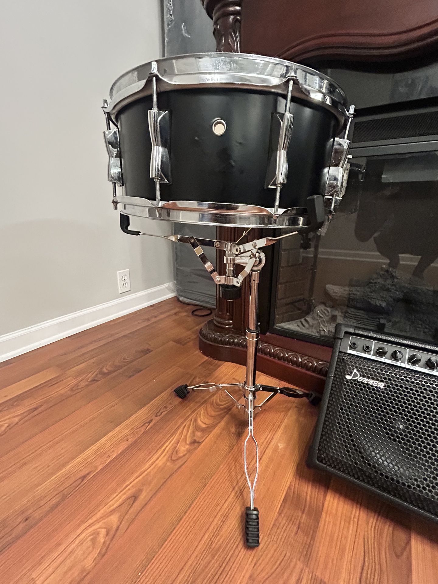 Yamaha Snare Drum, Yamaha Tom, And A Stand