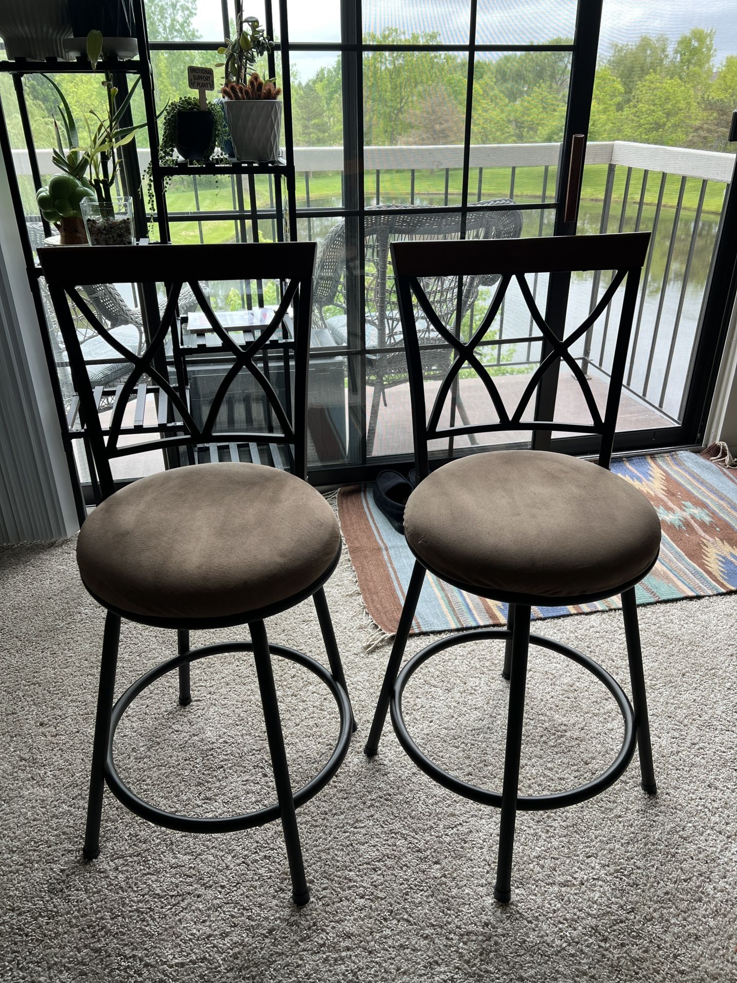 Wood & Suede Bar Stools