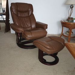 Lovely Leather Recliner And Ottoman