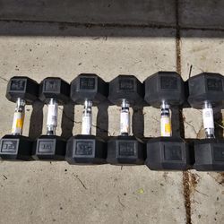 15 25 35 Lb Rubber hex dumbbells