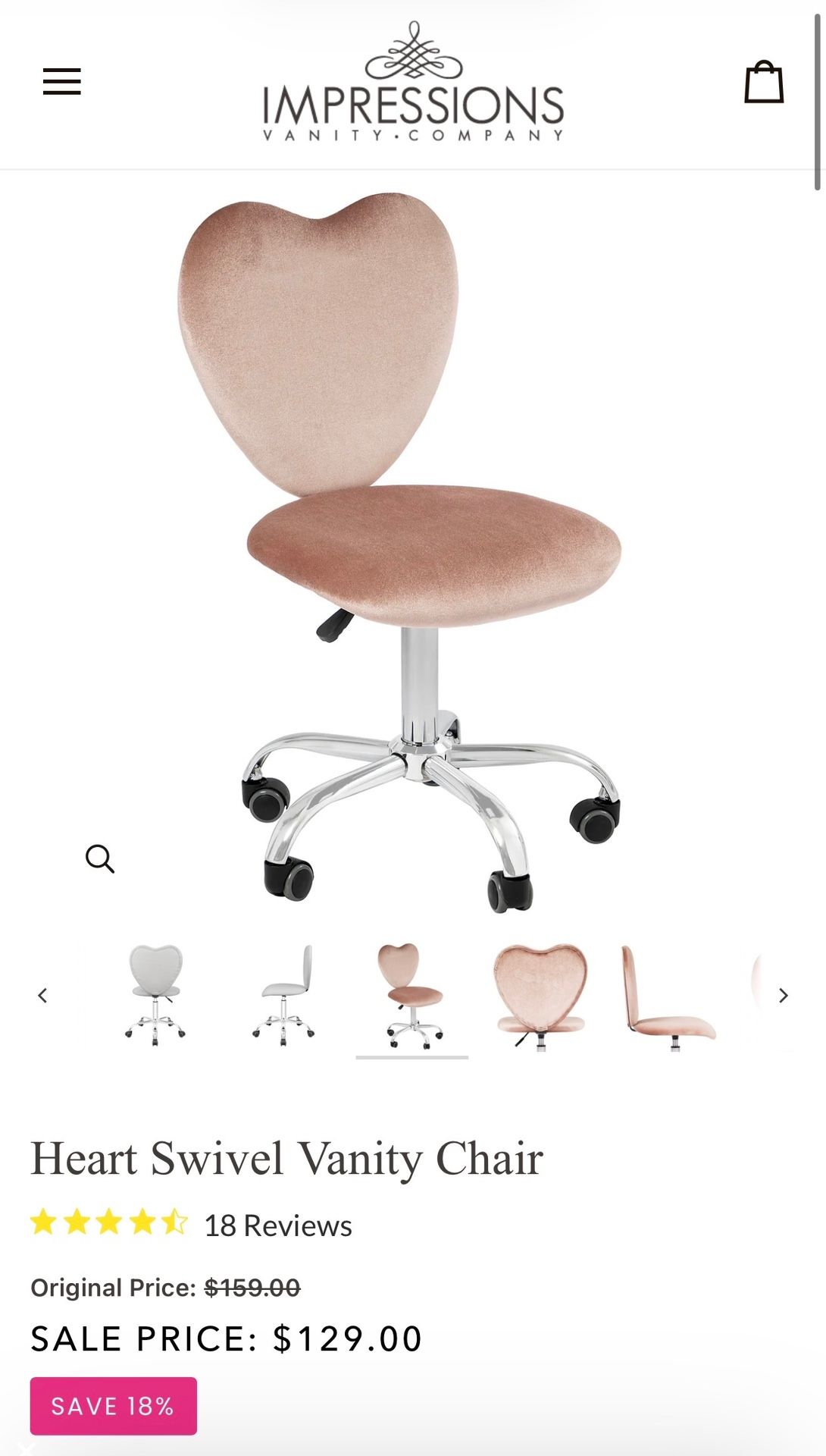 Desk Heart Chair Wrapped In velvet