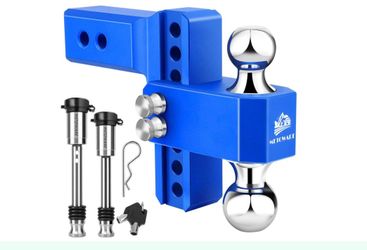 METOWARE Adjustable Trailer Hitch For 2.5 Inch Receiver, 6" Drop/Rise Heavy Duty Aluminum Tow Hitch, 18,000 LBS GTW, Dual Ball (2" & 2-5/16"), Double 