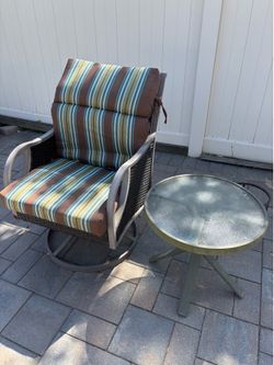 Outdoor patio  swivel chair , cushion , table