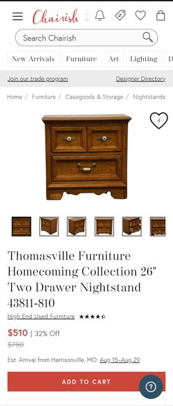 Pair of Vintage Thomasville Oak Nightstands – Solid Wood (Set of 2)