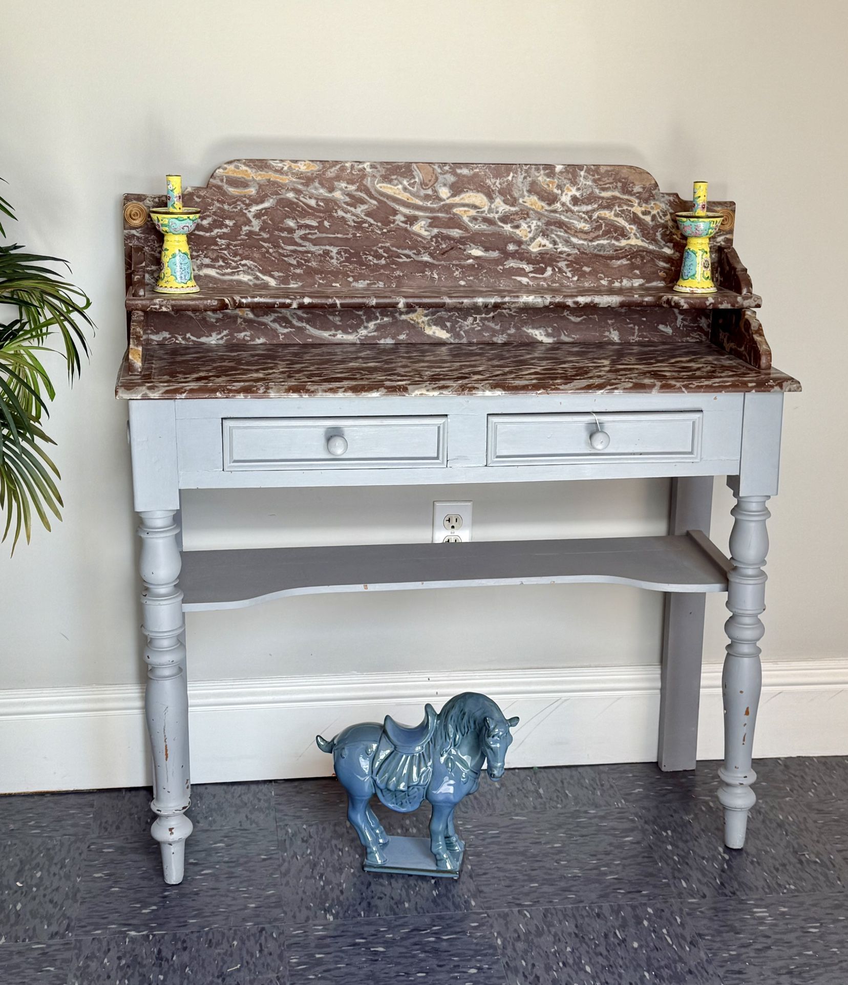 Antique Marble Top Sideboard Table