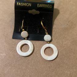 Small White Marbled Earrings