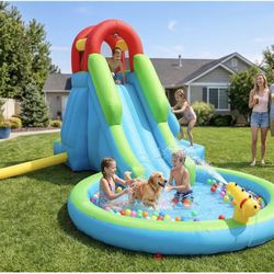 Brand New In The Box- Whubefy Inflatable Water Slide, Kids Mega Waterslide Park for Outdoor, Blow up Water Slides Inflatables for Kids Backyard Party 