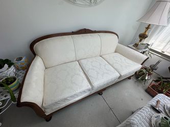 Vintage Victorian Style Carved Wood Sofa