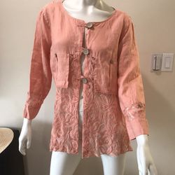 ali miles Women’s linen embroidered top/blouse/cardigan/size L/nwt