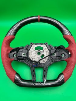 Carbon Fiber Leather Steering Wheel BMW G20 G21 G28 M3 X3M F87 G80 F82 X5M Red