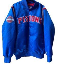 NBA Starter Detroit Pistons Satin Basketball Jacket Sz:XL