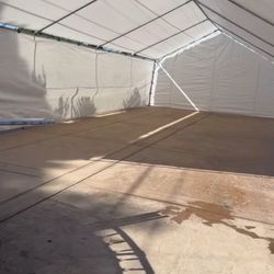 20x40 Canopy With Heavy Duty Tarp And Two Side Walls All Steel Frame 