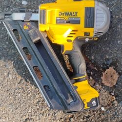 DeWalt 20 Volt Max XR Dual Speed Nail Gun And Battery