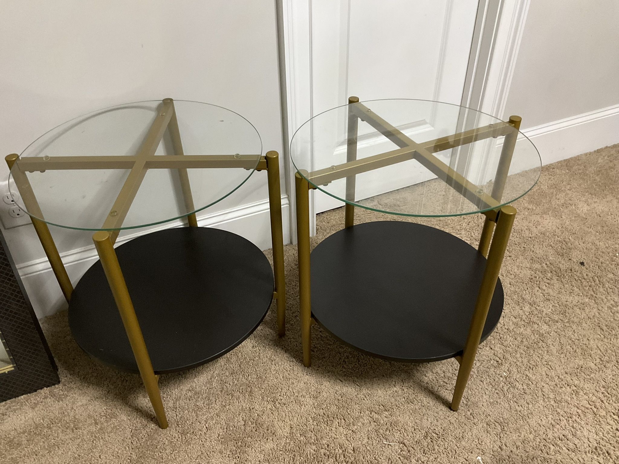 2 Black and Gold End Tables
