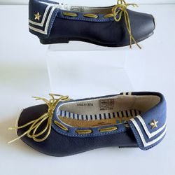 Vincent Svea Navy Blue Leather Shoes Toddler Girl Size 8 / EU 24 With Box 