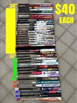 Softball Bats Sizes Are Shown In The Pictures $40 Each Have More Softball And Baseball Equipment