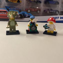 Lego Minifigures Series 25 Dinosaur Costume, Train Costume, and Mushroom girl  