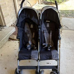 Maclaren Twin Triumph Double Lightweight Folding Stroller Black Gray Adjustable