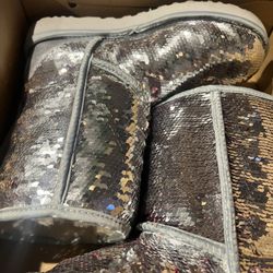 UGG Sequin Boots (Silver/Pink)