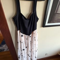 Anthropologie Maeve Twofer Maxi Dress Square-Neck A-Line Stars Pink Size Small