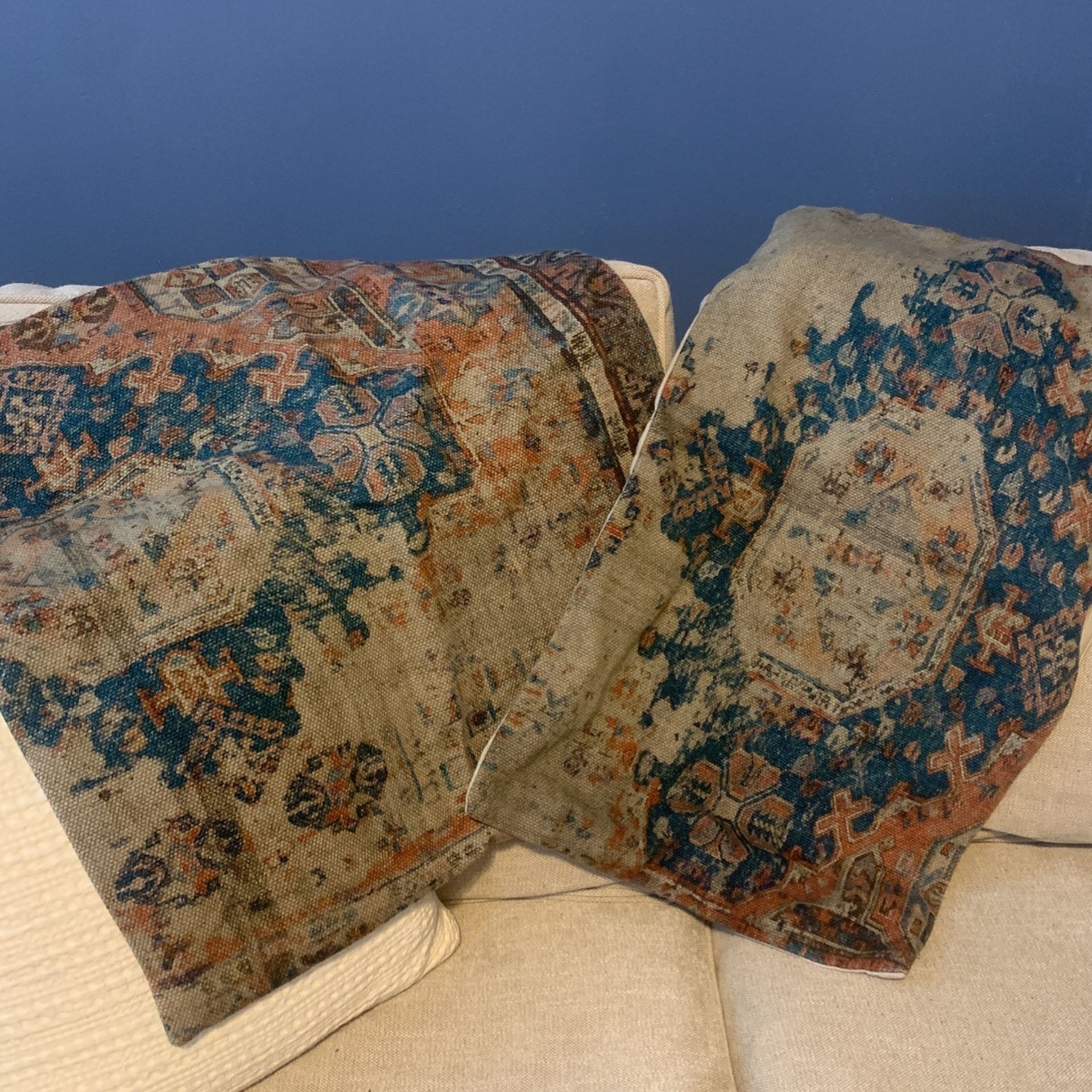 Set of Two Pottery Barn PB Pillow Covers Navin Print