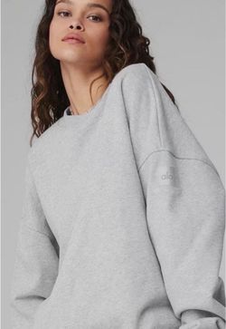 Alo Yoga Renown Heavy Weight Crew Neck Pullover XXS Athletic Heather Grey NWOT