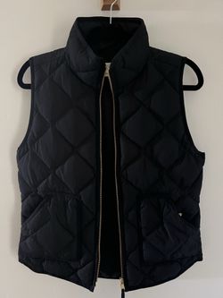 J Crew Black Quilted Vest Size Small Womens
