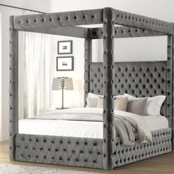 Mira Canopy Bed Frame - Optional Mattress, Cash + Finance
